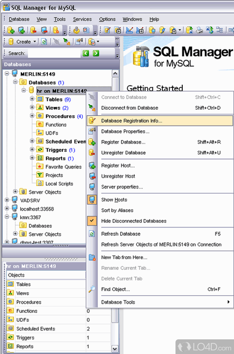 Excellent freeware graphical tool for MySQL Server administration - Screenshot of EMS SQL Manager for MySQL Freeware