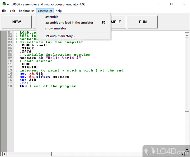 Emu8086 screenshot