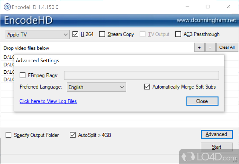 Convert videos for iPod, PS3, Xbox, BlackBerry and more - Screenshot of EncodeHD