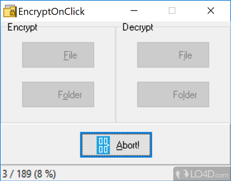 EncryptOnClick: User interface - Screenshot of EncryptOnClick