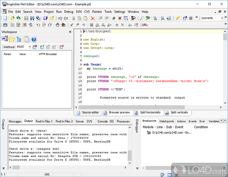 EngInSite Perl Editor Professional - Screenshots