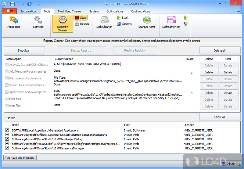 All-in-one Windows optimizer and tweaker - Screenshot of EnhanceMy8