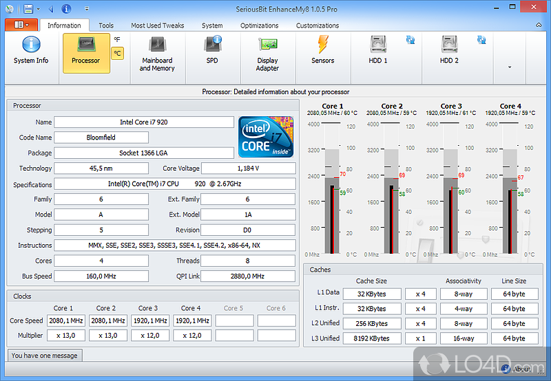 EnhanceMy8: User interface - Screenshot of EnhanceMy8