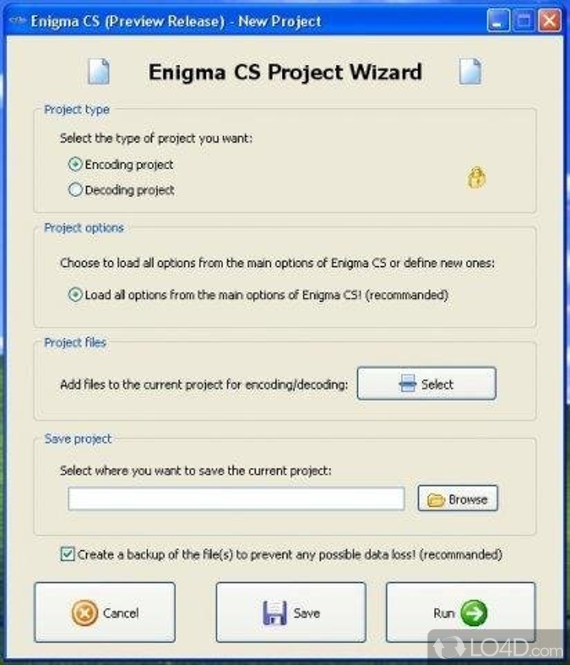 Enigma CS: User interface - Screenshot of Enigma CS