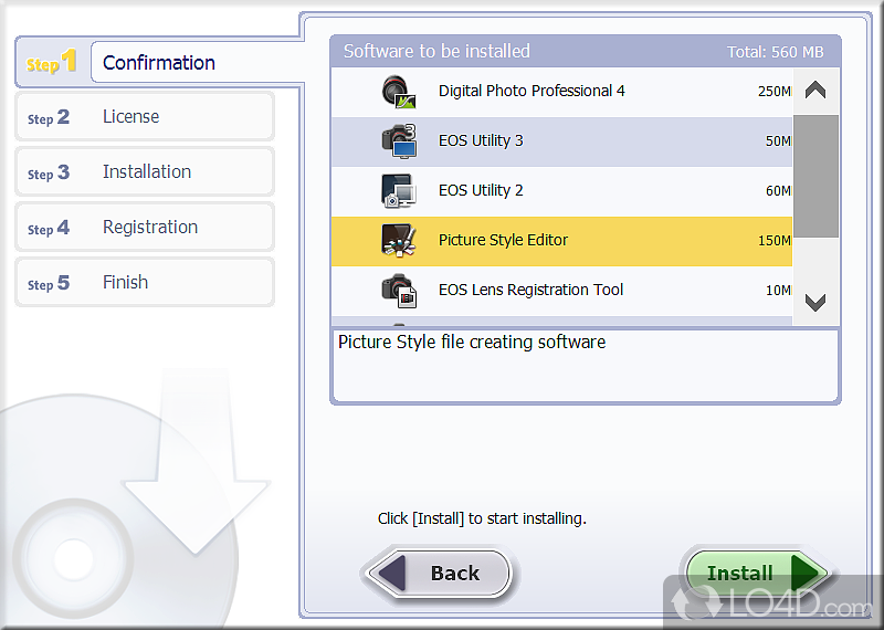 EOS Digital Solution Disk Software: User interface - Screenshot of EOS Digital Solution Disk Software