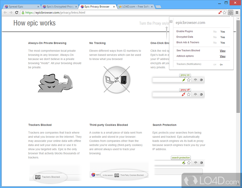 Browse the internet with privacy - Screenshot of Epic Privacy Browser