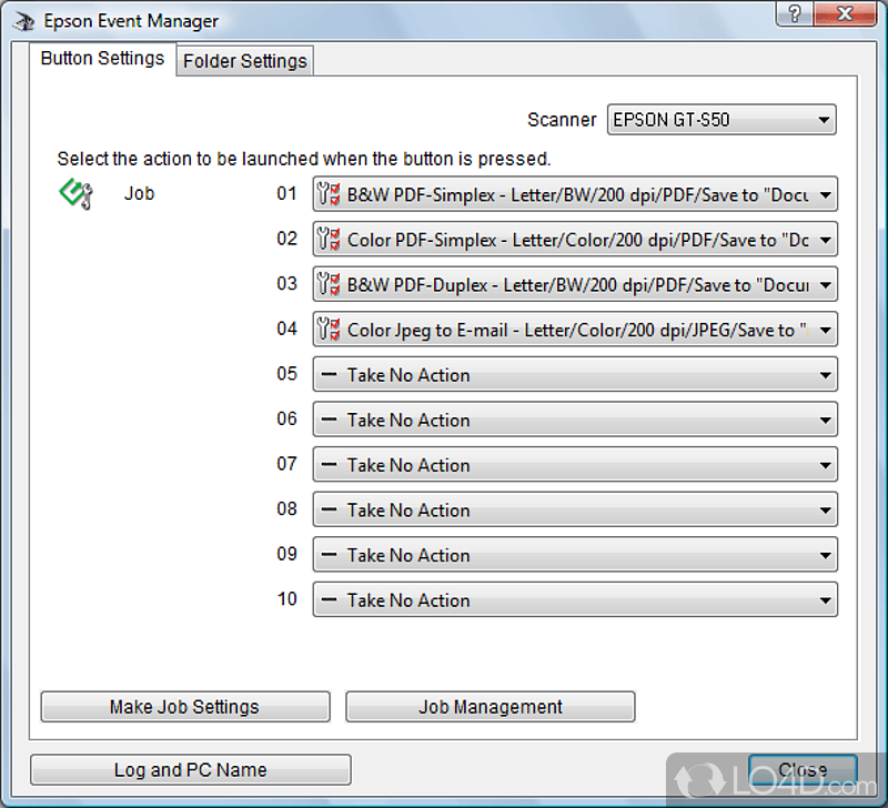 Works only on Epson - Screenshot of Epson Event Manager Utility