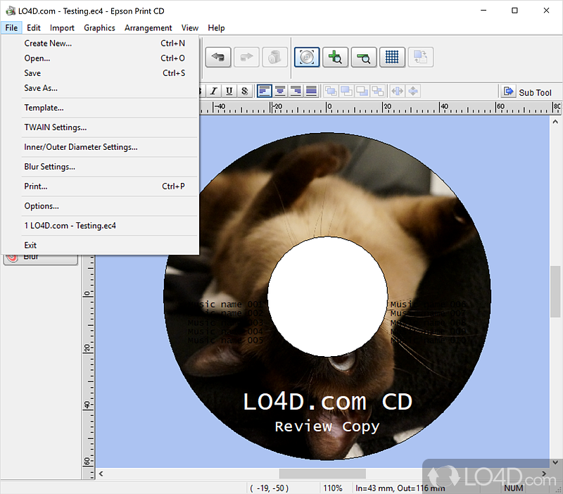 Epson Print CD: User interface - Screenshot of Epson Print CD