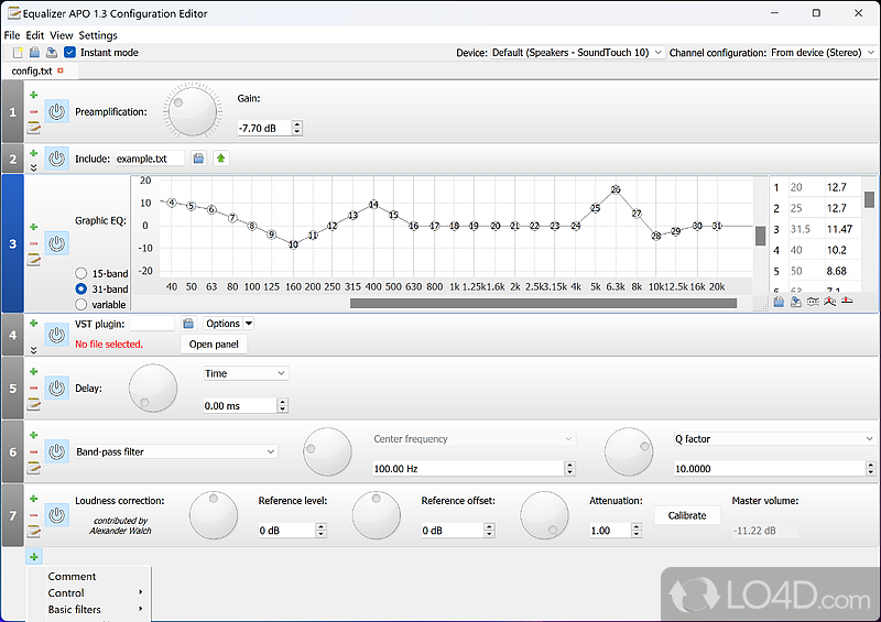 Equalizer APO: Balancing audio  - Screenshot of Equalizer APO