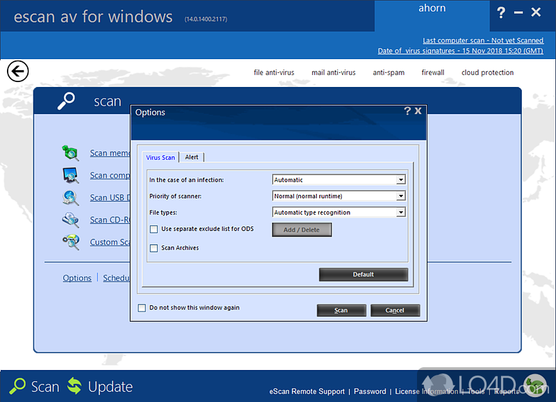 Real-time virus scanning - Screenshot of eScan AntiVirus