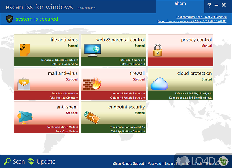 Well-organized interface with various protection tools - Screenshot of eScan Internet Security Suite