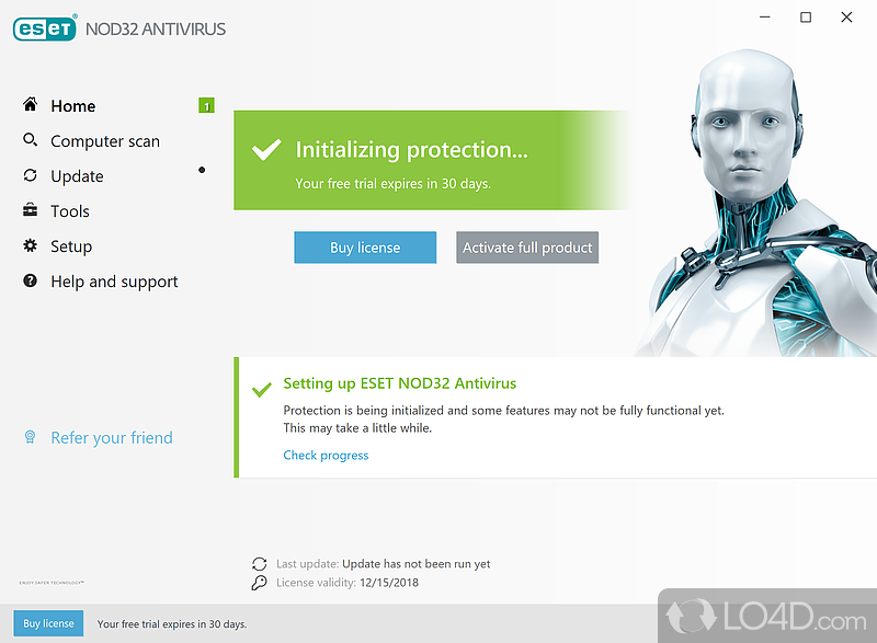 Anti-malware software solution with optimal default configuration for rookies - Screenshot of ESET NOD32 Antivirus