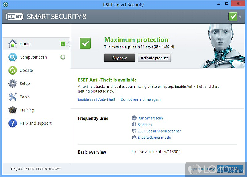 Eset's complete security solution against viruses, spyware, worms - Screenshot of ESET Internet Security (Smart Security)