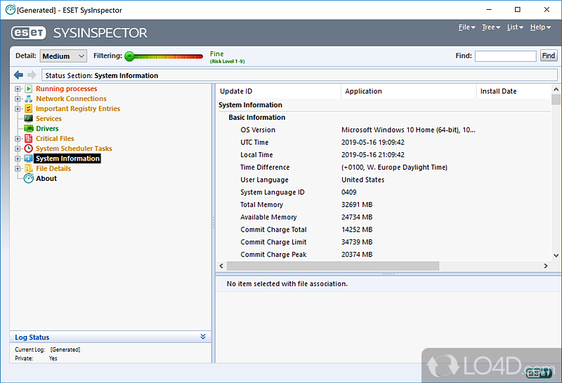 Free diagnostic tool for PC - Screenshot of ESET SysInspector
