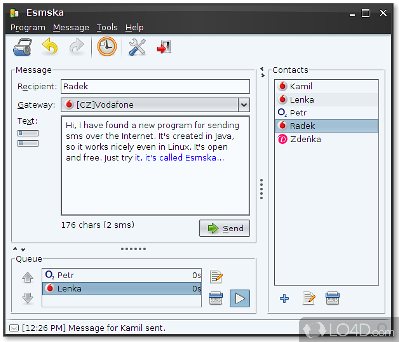 Send numerous SMS messages from PC - Screenshot of Esmska