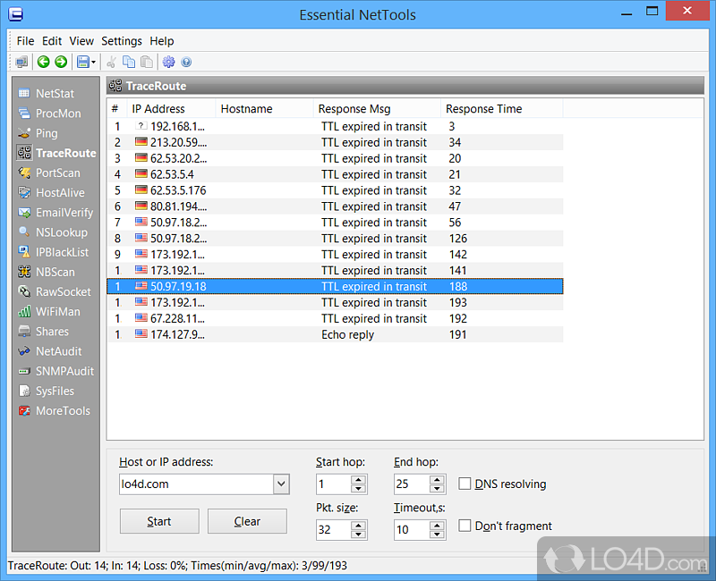 Monitoring your computer's network - Screenshot of Essential NetTools