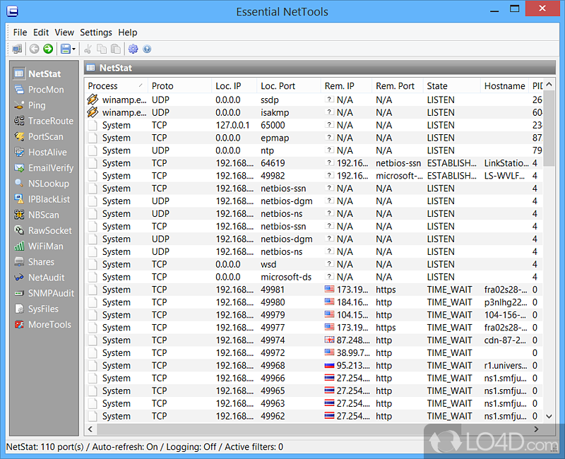 Specialized tools that can be in diagnosing networks - Screenshot of Essential NetTools