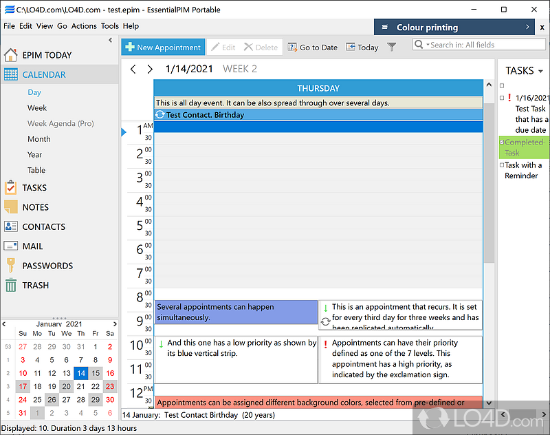 Organizer for individuals and small businesses - Screenshot of EssentialPIM Portable