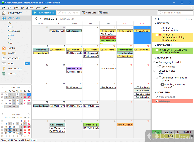Everything you need to manage your personal information - Screenshot of EssentialPIM Pro