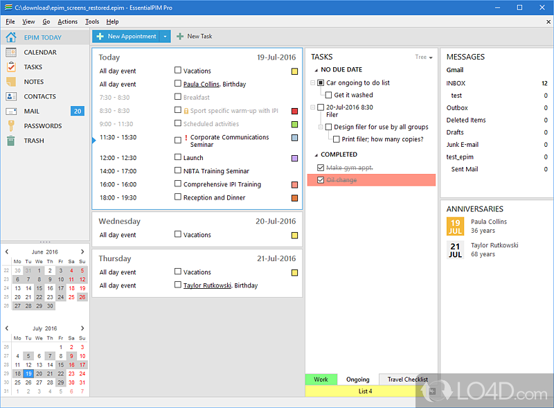 Professional interface - Screenshot of EssentialPIM Pro