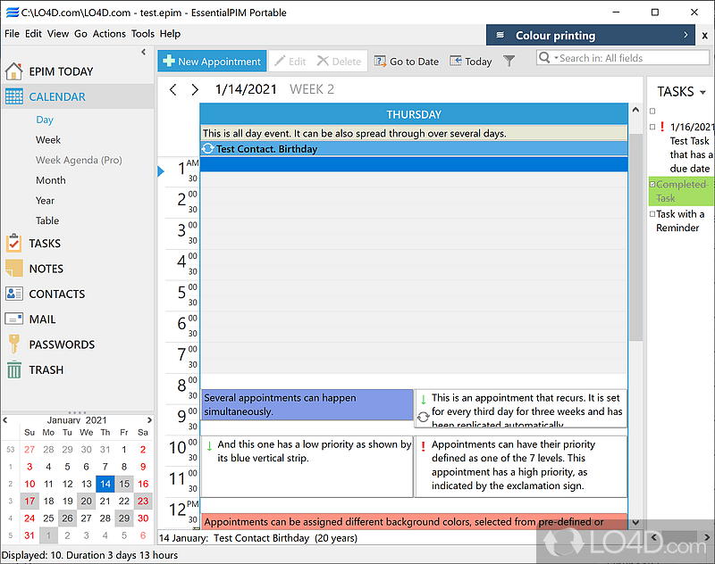 Overall, a resourceful and intuitive organizer - Screenshot of EssentialPIM