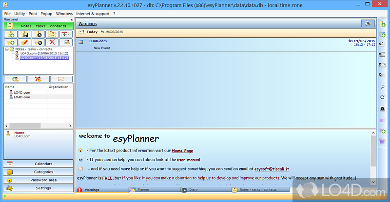 esyPlanner: User interface - Screenshot of esyPlanner