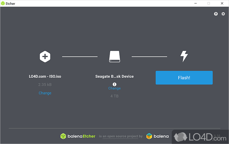 Burn images to an SD card in a three-step process with absolute ease - Screenshot of Etcher