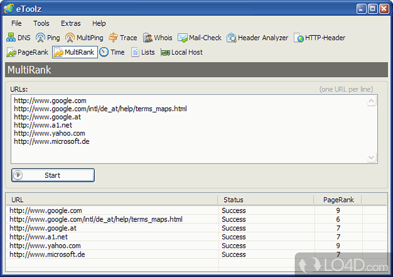 Well-rounded network utility suite for web professionals - Screenshot of eToolz