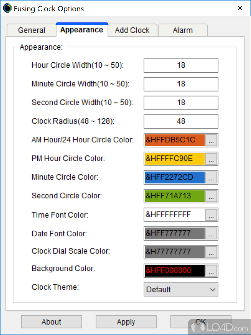 Eusing Clock: Clean interface - Screenshot of Eusing Clock