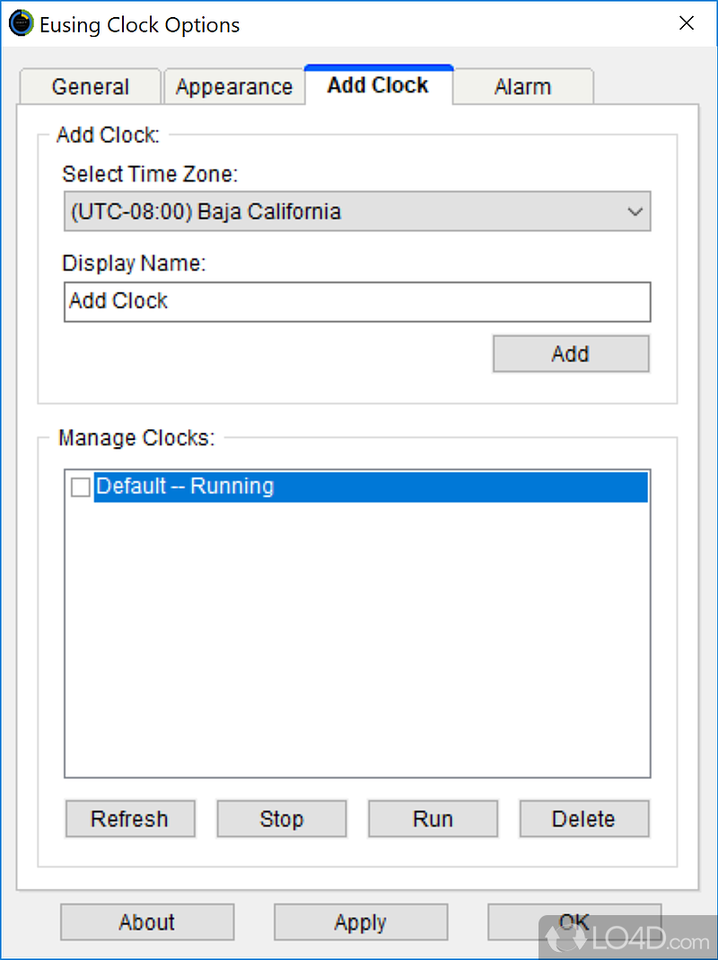 Options to tinker with - Screenshot of Eusing Clock