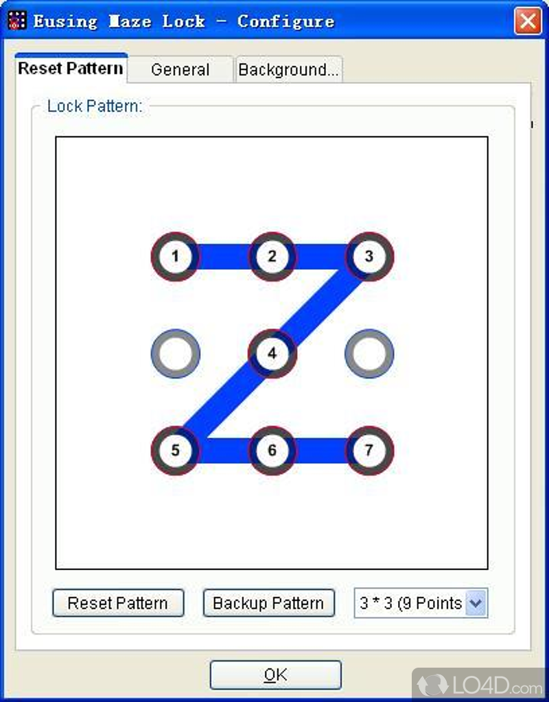 Multiple patterns to choose from - Screenshot of Eusing Maze Lock
