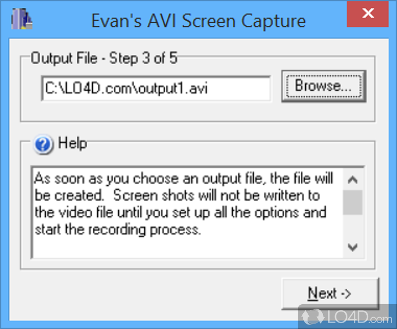 Captures screen activity and save it to an AVI file - Screenshot of Evan's AVI Screen Capture