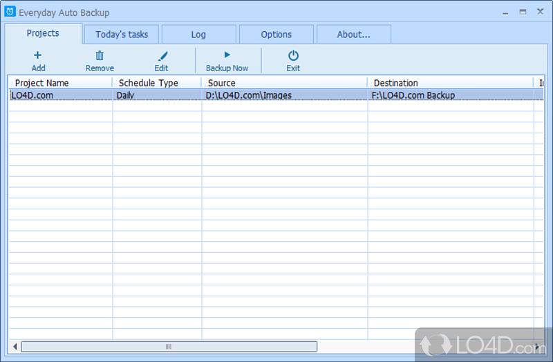 Schedule multiple backup projects at a preset time (e - Screenshot of Everyday Auto Backup