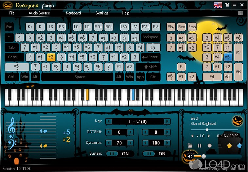 Simulate a piano on PC using the keyboard - Screenshot of Everyone Piano