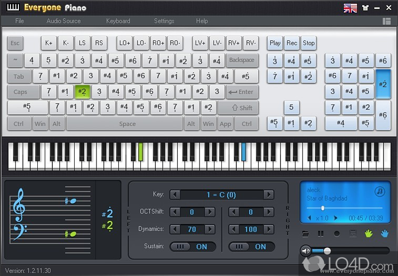 To simulate playing a piano on PC keyboard - Screenshot of Everyone Piano