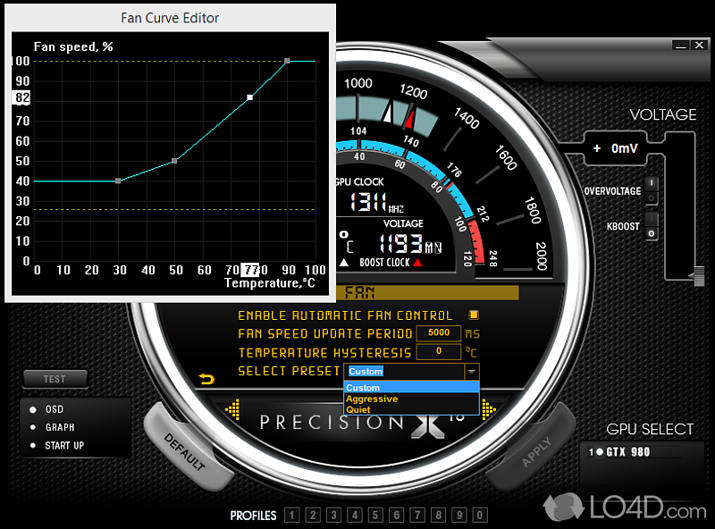 Maximize cooling and increase GPU performance - Screenshot of EVGA Precision X