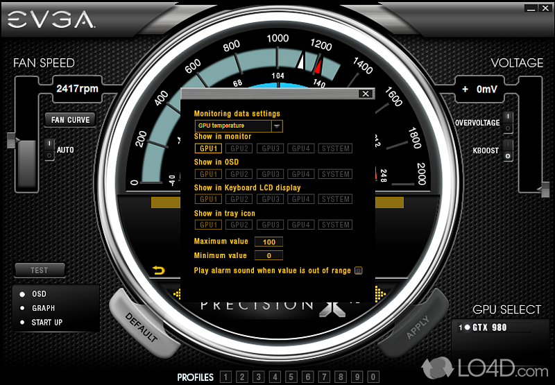 Make tweaks to Nvidia graphics card in order to boost cooling - Screenshot of EVGA Precision X