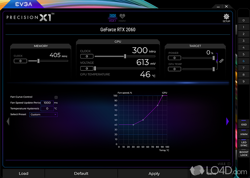 New user interface - Screenshot of EVGA Precision X1