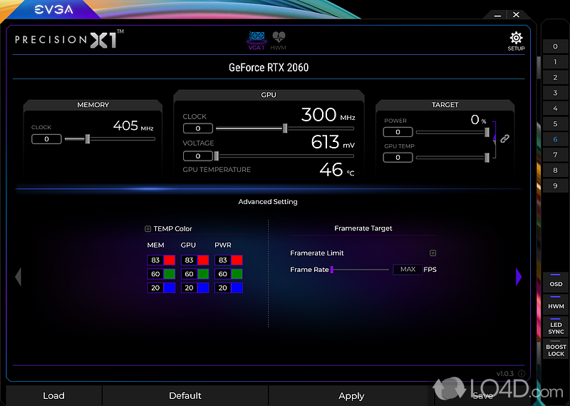 Monitoring and controlling - Screenshot of EVGA Precision X1