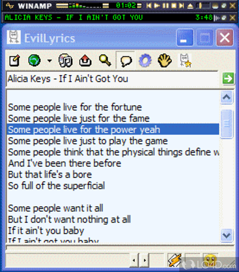 EvilLyrics screenshot