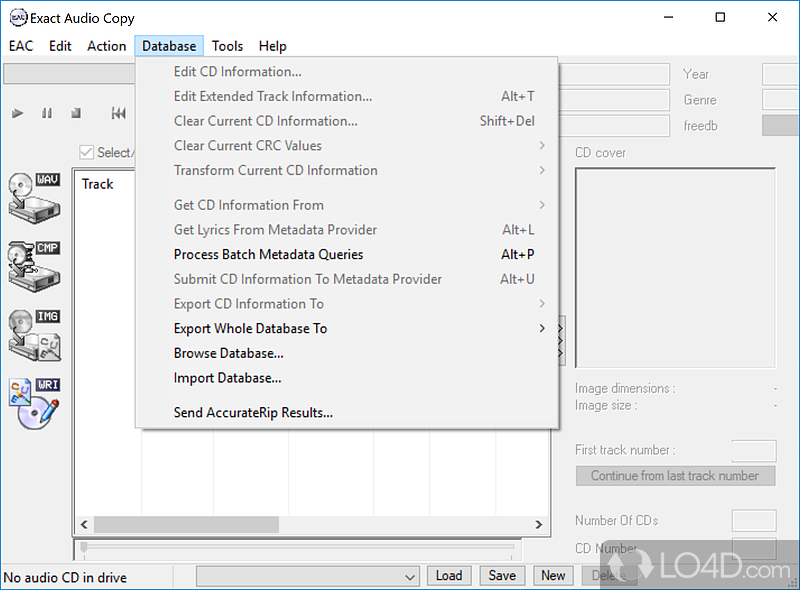 Different extraction modes - Screenshot of Exact Audio Copy