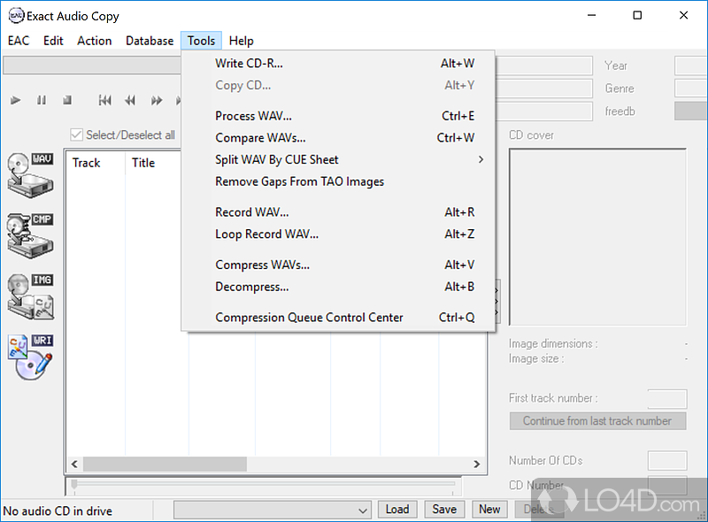 Pick the desired output format - Screenshot of Exact Audio Copy