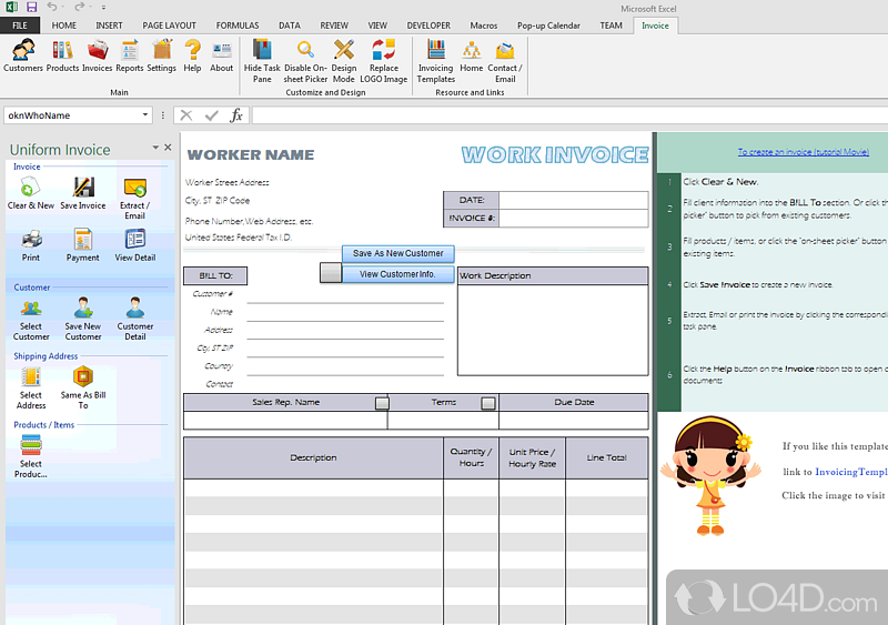 Invoice software based on Excel - Screenshot of Excel Invoice Template