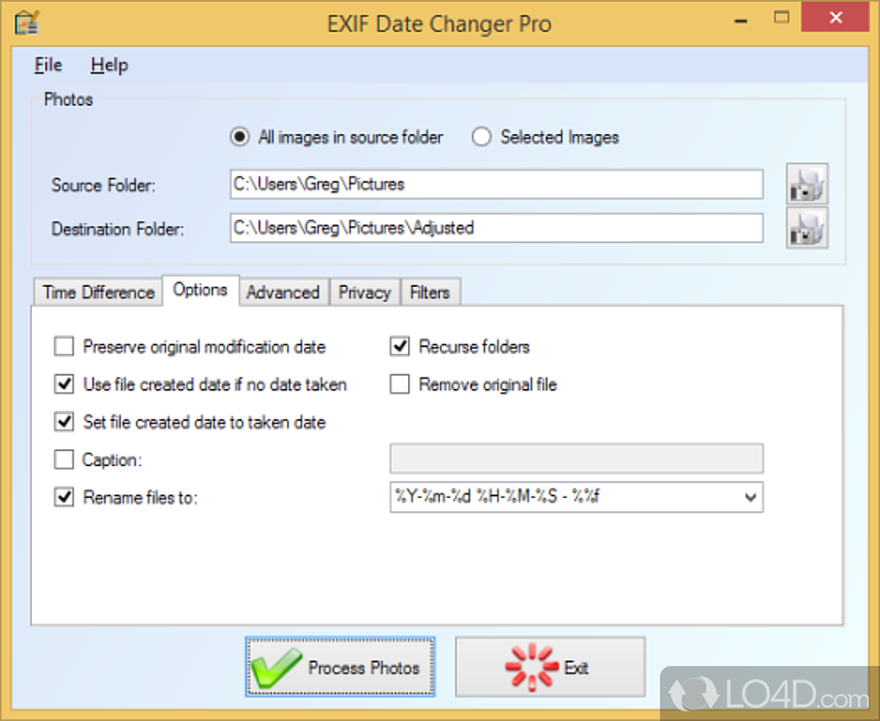 Tool which modifies the data inside of EXIF metadata - Screenshot of EXIF Date Changer