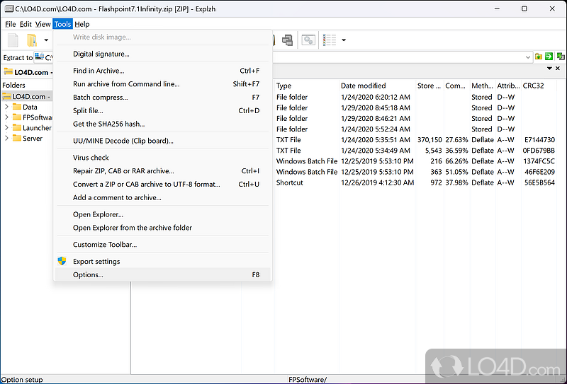File archive creation and extraction utility - Screenshot of Explzh