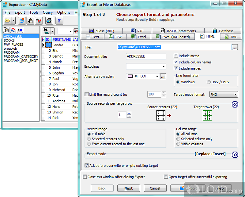 A comprehensible and uncomplicated environment - Screenshot of Exportizer Pro