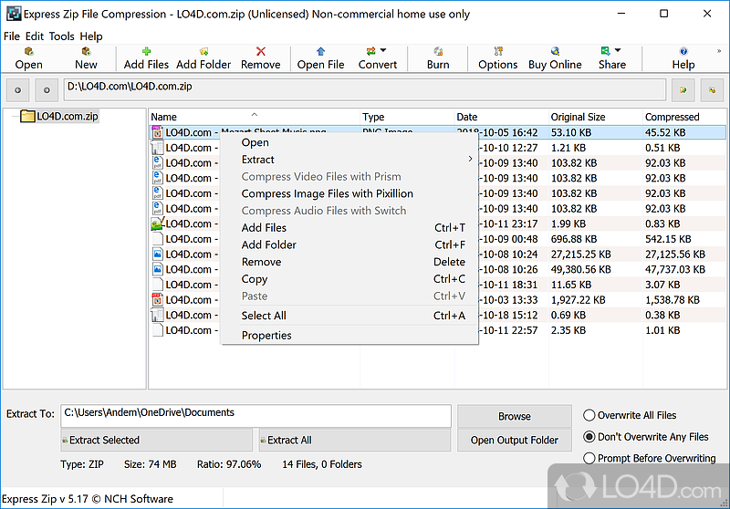 Taking a lot of time for tasks - Screenshot of Express Zip