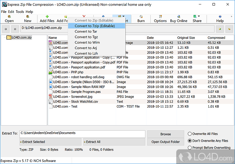 Using a high amount of system resources - Screenshot of Express Zip