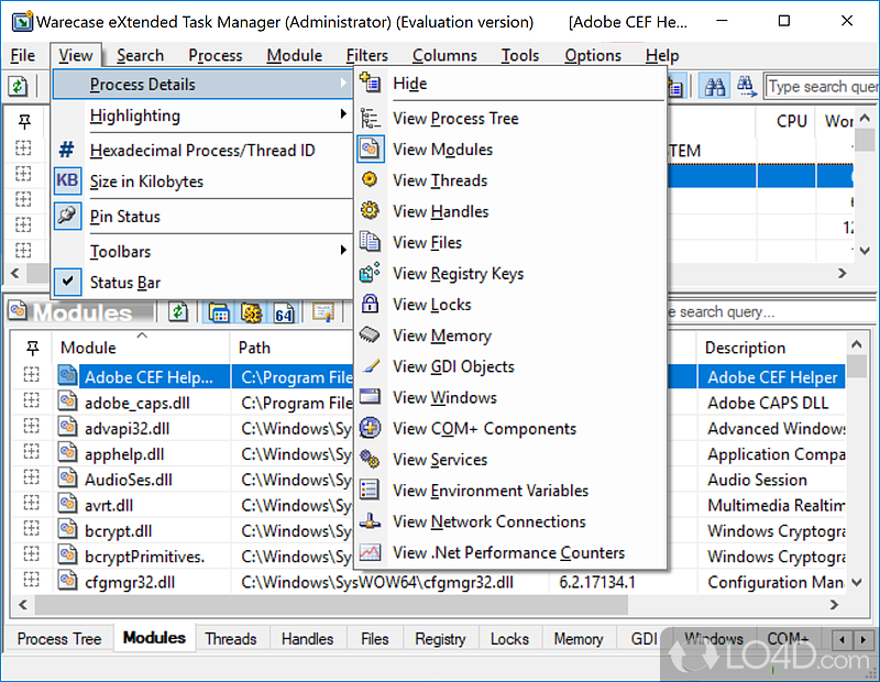 Extended windows task manager tool - Screenshot of eXtended Task Manager