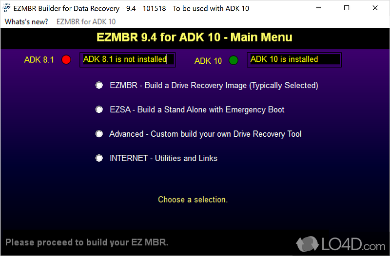 Makes use of the Windows ADK to create data recovery tools with custom features - Screenshot of EZ Tool Series of Utilities